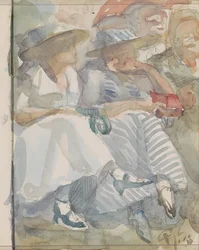 Two Seated Women in the Front Row of an Audience