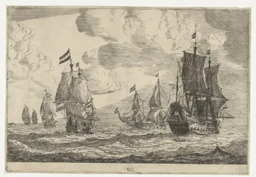 Six Sailing Ships on the Open Sea, Thirteen Scenes with Ships (series title)
