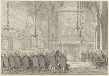Reception of Prince William V and Wilhelmina of Prussia in the Council Chamber of the Town Hall of Amsterdam
