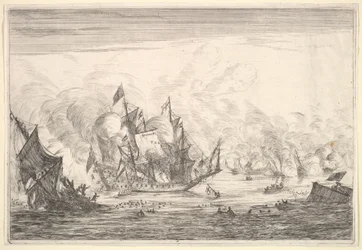 Naval Battle with an English Ship Foundering on the Left, from Naval Battles