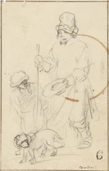 A Blind Beggar Boy and a Dog