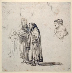 A Group of Elderly Scholars and, Separately, a Younger Man
