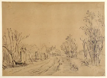 A Main Road Leading to a House Through Trees (Two Bridges and Gate Accesses to the Dijk)