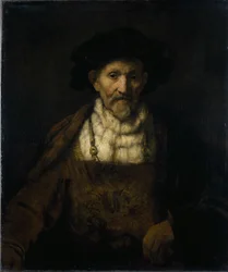 An old man in fanciful costume