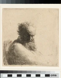Bust of an Old Bearded Man, Looking Down, Three Quarters Right
