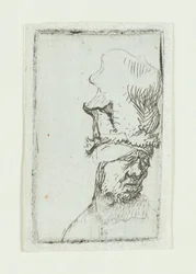 Head of a man in a high cap