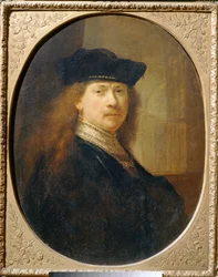 Rembrandt with a Cap on Architectural Background