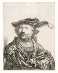 Self Portrait in Velvet Cap and Plume