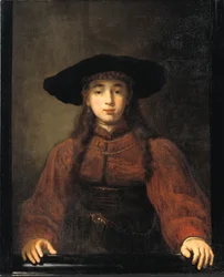 A Young Woman Resting Her Hands on the Picture Frame