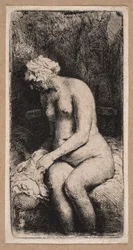 Nude Woman with Feet Immersed in Water