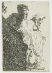 Beggar Man and Woman behind a Bank