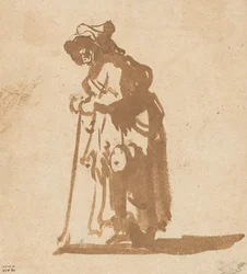 Beggar Woman Leaning on a Stick