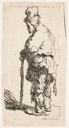 Beggar Leaning on a Stick, Facing Left