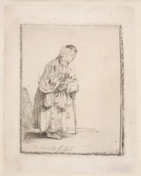 Beggar Woman Leaning on a Stick