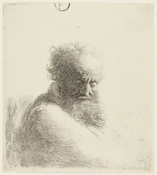 Bust of an Old Man, Looking Down, Three-Quarters Right