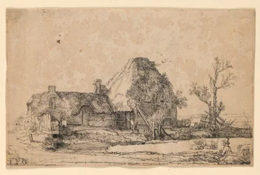 Cottages and Farm Building with a Man Sketching