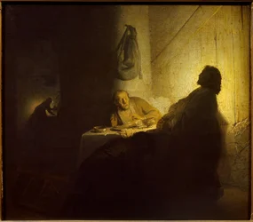 Pilgrims of Emmaus. Painting by Rembrandt Harmenszoon van Rijn, known as Rembrandt (1606-1669). Dutch school