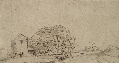 Farm Building Beside a Road with Distant Farmstead