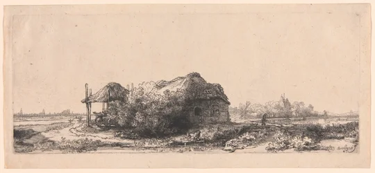 Landscape with Cottages and a Hay Barn: Oblong