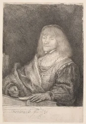 Man at Desk, Wearing Cross and Chain