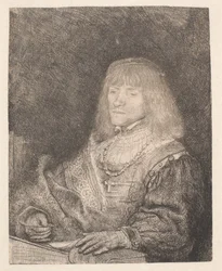 Man at Desk, Wearing Cross and Chain