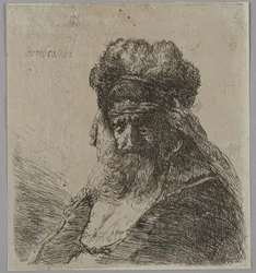 Old Bearded Man in a High Fur Cap, with Eyes Closed
