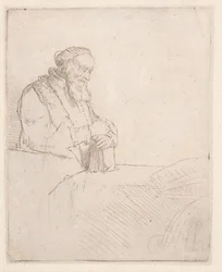 Old Man in Meditation, Leaning on a Book