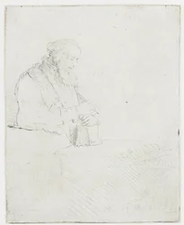 Old Man in Meditation, Leaning on a Book