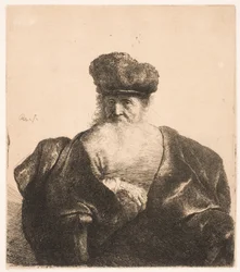 Old Man Seated, with Flowing Beard, Fur Cap and Velvet Cloak