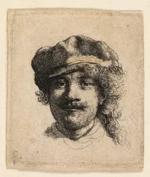 Rembrandt Wearing a Soft Cap: Full Face: Head Only