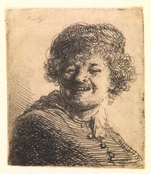 Rembrandt in a Cap, Laughing: Bust