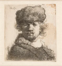 Rembrandt in a Heavy Fur Cap: Full Face: Bust
