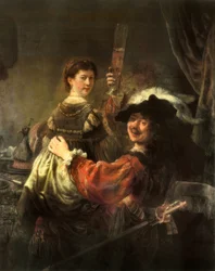 Self-portrait with his wife Saskia as the Prodigal Son