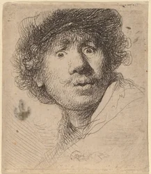 Self-Portrait in a Cap, Open-Mouthed