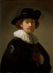 Self-portrait, wearing a ruff and black hat, 1632.