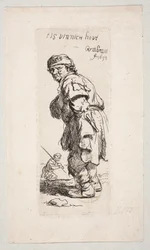 Standing Peasant Turned Left and Figure with a Stick in the Background "It