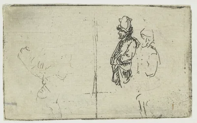 Study Sheet with Two Sketches, One of Two Farmers