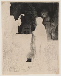 The Artist Drawing from a Model (Unfinished Plate)