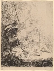 The Small Lion Hunt (with Two Lions)