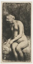 Woman Bathing her Feet in a Brook