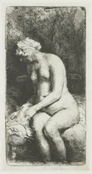 Woman Bathing Her Feet at a Brook