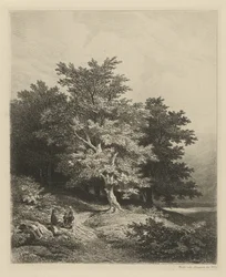 Figures by a Forest Edge