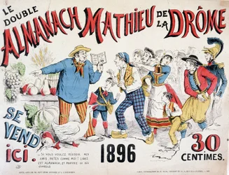 Advertising poster for the Almanach Mathieu de la Drôme 1896