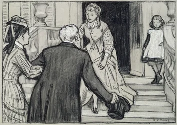 The visit, illustration from La Jeune Fille Bien Élevée by René Boylesve