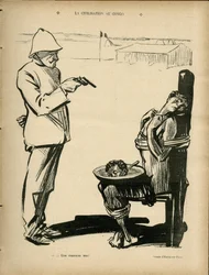 Illustration of Hermann-Paul (1864-1940) in Le Rire, 04/03/05 - Civilization in Congo - Colonization colonialism colonies, Congo, Anticolonialism - Black