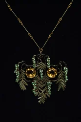 Art Nouveau: Necklace in Gold, Topaz and Enamels. Atelier Rene Lalique. 1900