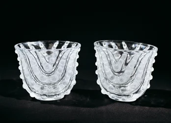 Glass vases, ca 1930, by Rene Lalique
