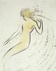 Trepied Sirene, opalescent dish (detail)