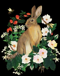 Wild Rabbit and Flowers