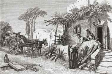 Mendicant friars near Naples, Italy in the late 19th century